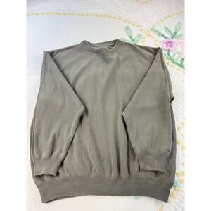 Greg Norman Collection Mens XL Olive Green Cotton Knit Sweater Shark‎ Logo